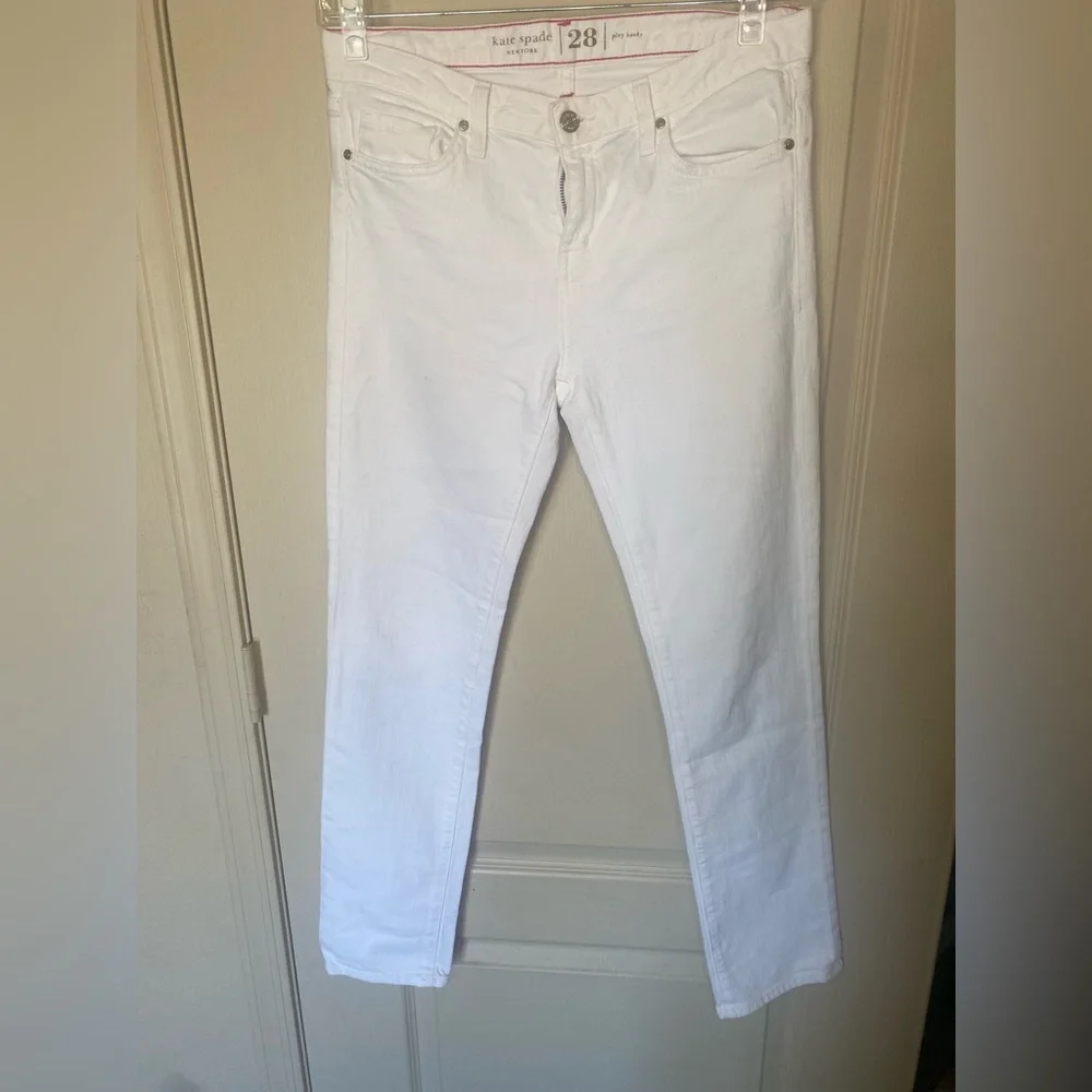 Kate Spade New York White Jeans Size 28 Play Hooky Straight Slim Pants - Picture 2 of 7